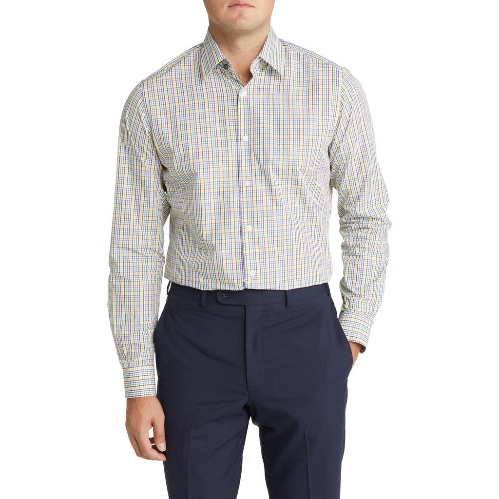 Duchamp Tailored Fit Check Dress Shirt In White/multi