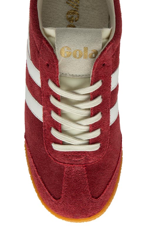Gola Elan Deep Red Color Block Suede Leather Sneakers In Deep Red/white