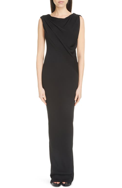 Givenchy Drape Front Open Back Column Gown in Black