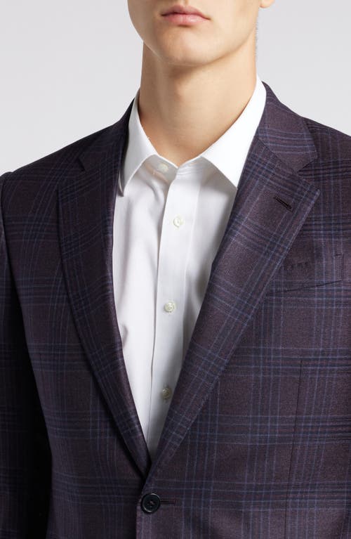 Shop Emporio Armani Plaid Wool Sport Coat In Wine