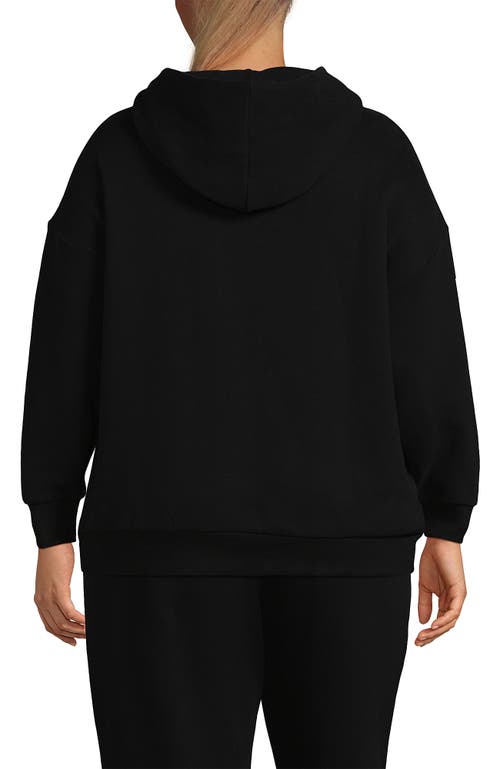 Shop Lands' End Plus Size Serious Sweats Relaxed Long Sleeve Hoodie Sweatshirt In Black