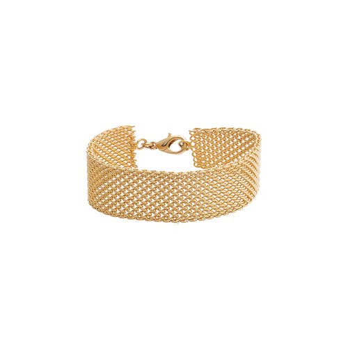 Shop Adina Eden By  Wide Mesh Chain Bracelet In Gold