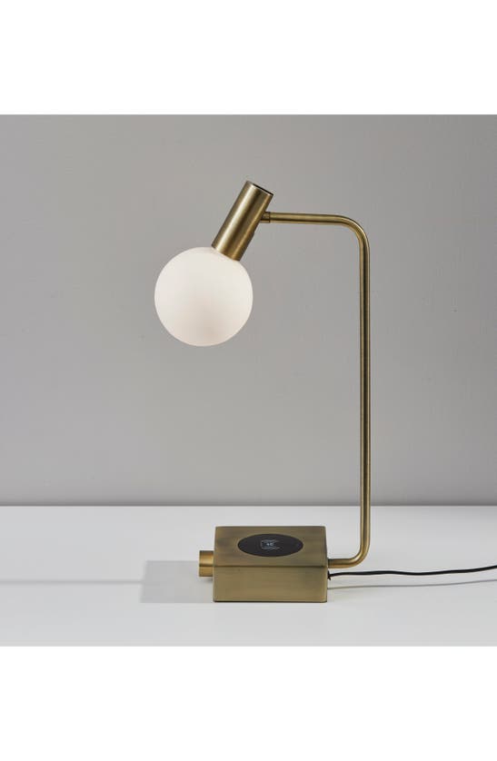 Shop Adesso Lighting Windsor Charge Led Desk Lamp In Antique Brass