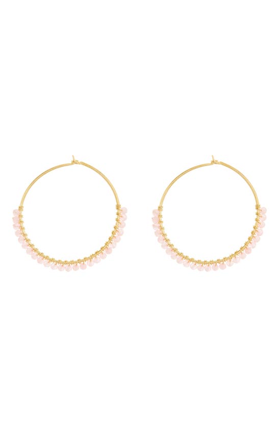 Argento Vivo Sterling Silver Beaded Hoop Earrings In Gold/ Pink