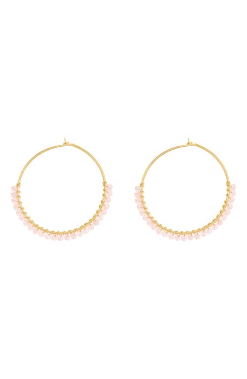 Shop Argento Vivo Sterling Silver Beaded Hoop Earrings In Gold/pink