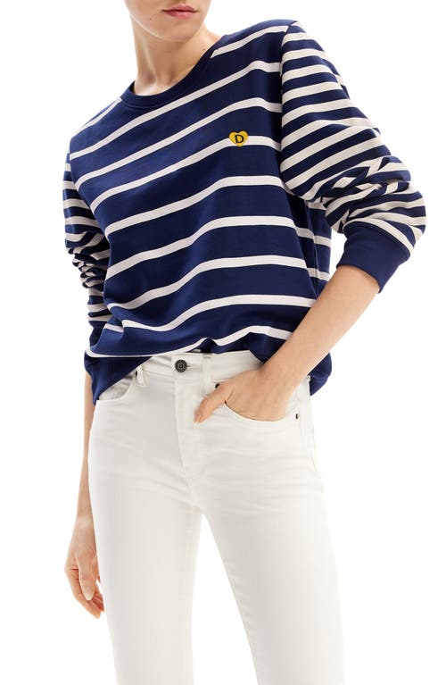 Marlon Stripe Cotton Sweatshirt in Blue