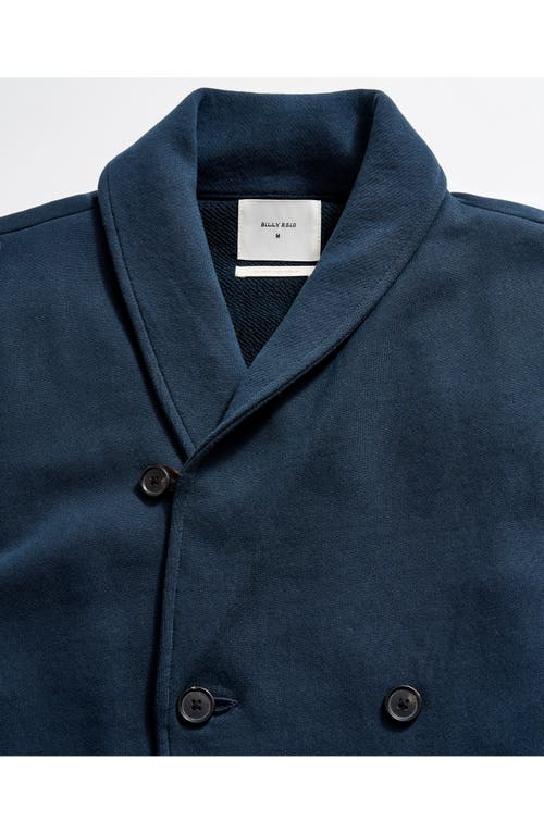Billy Reid John Shawl Collar French Terry Jacket In Carbon Blue