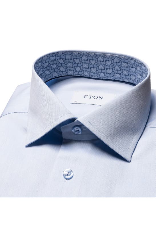 Shop Eton Contemporary Fit Geometric Contrast Twill Shirt In Lt/ Pastel Blue