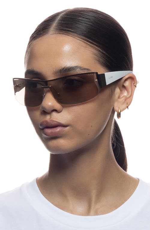 Shop Aire Pegasus 136mm Shield Sunglasses In Soft Gold/white