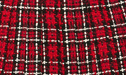 Shop Alice And Olivia Alice + Olivia Mera Plaid Pleated Tweed Miniskirt In Schoolgirl Plaid Bright Ruby