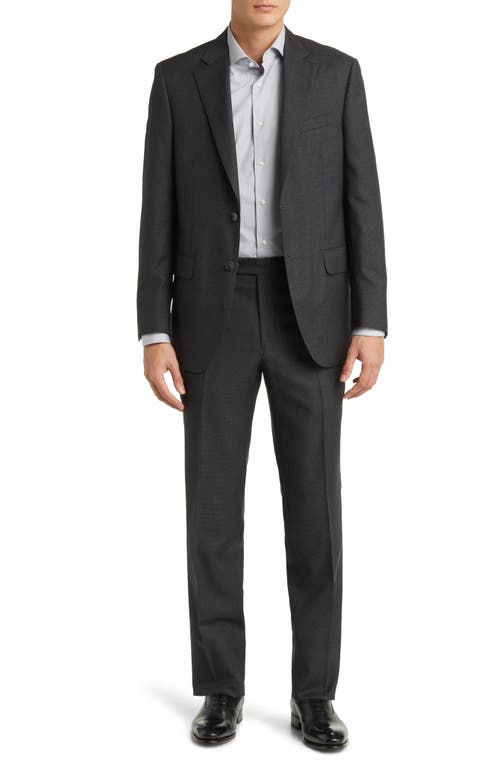 Tailored Fit Stretch Wool Suit in Charcoal