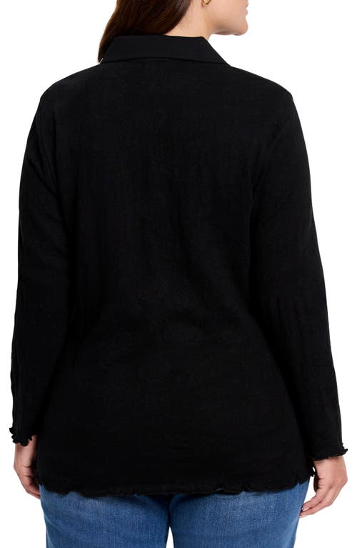 Shop Nic + Zoe Nic+zoe Collar Lace Knit Top In Black Onyx