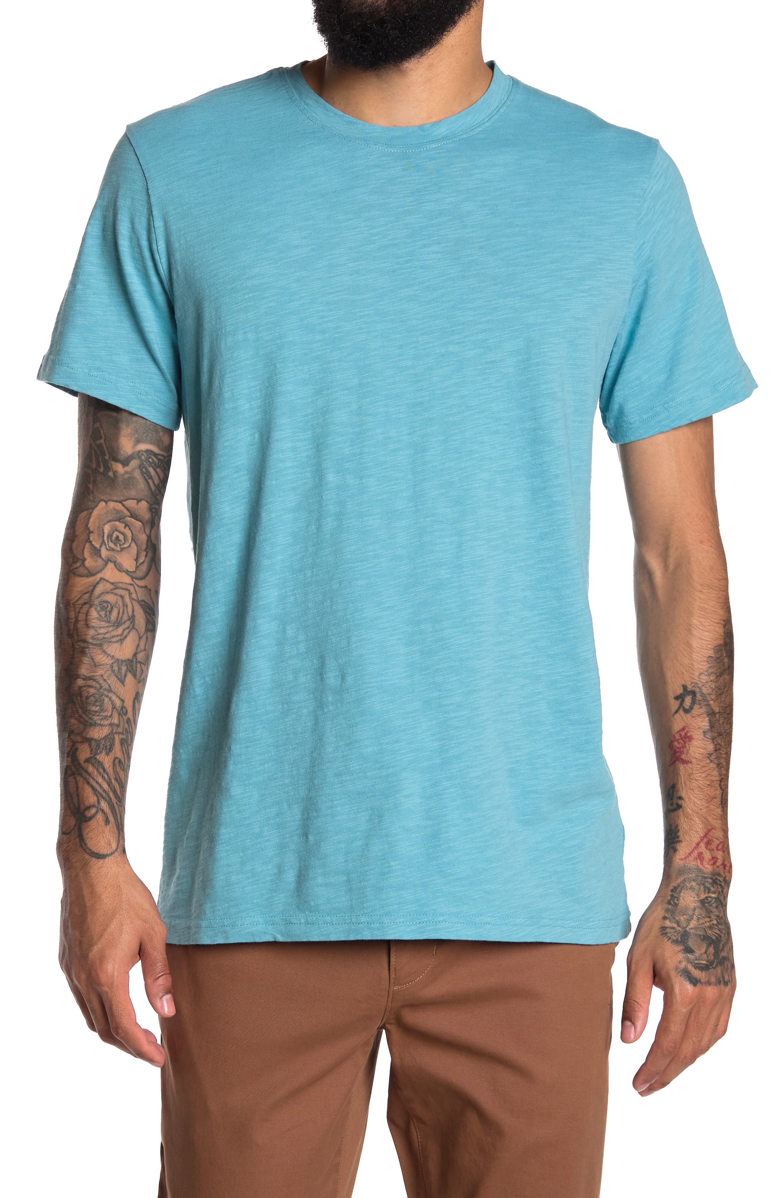 14th & Union Short Sleeve Slub Crew Neck T-shirt In Turquoise/aqua5