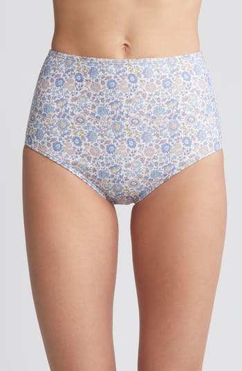 Shop Nu Swim X Liberty London Floral Print High Waist Bikini Bottoms In Blue Multi