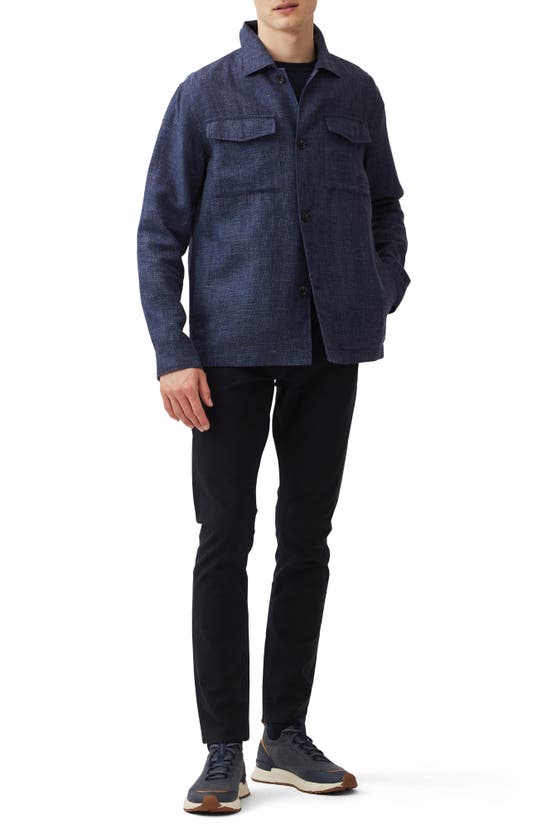 Shop Rodd & Gunn Cascades Linen & Wool Overshirt In Bluestone