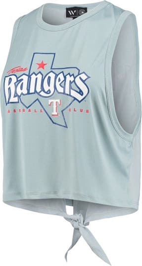 THE WILD COLLECTIVE Women's The Wild Collective Light Blue Texas Rangers  Open Back Twist-Tie Tank Top