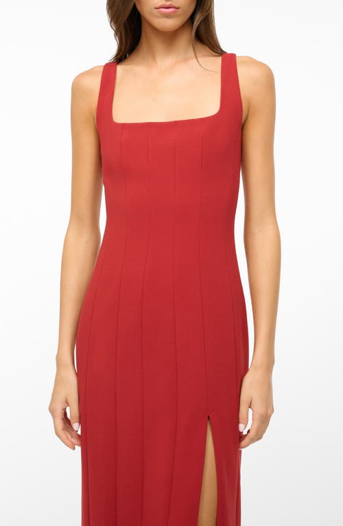 Shop Staud Portrait Square Neck Dress In Rouge