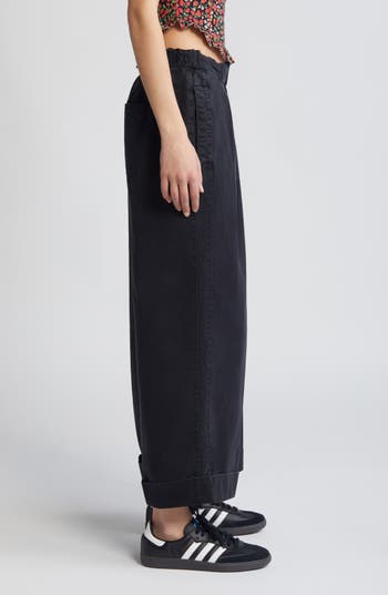 Free People After Love Mid Rise Cuffed Hem Pleated Wide Leg Pant