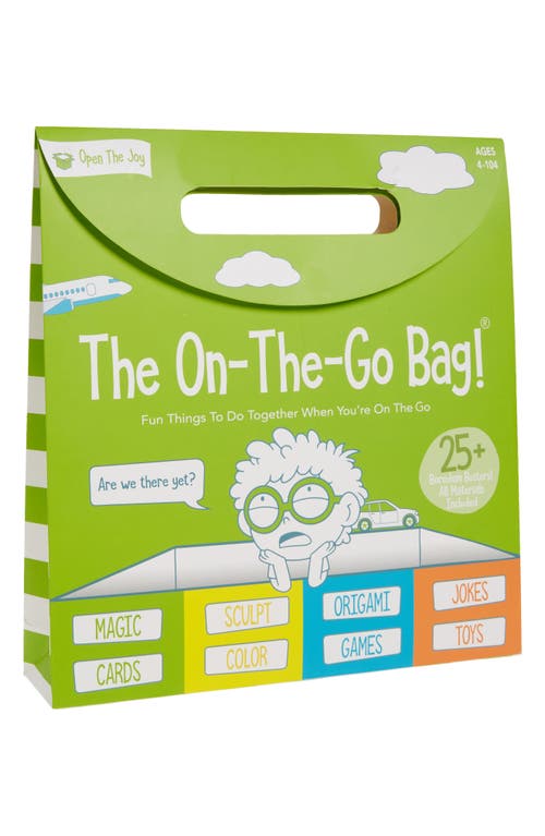 Open the Joy The On-the-Go Bag in Green.25 Activities Inside.