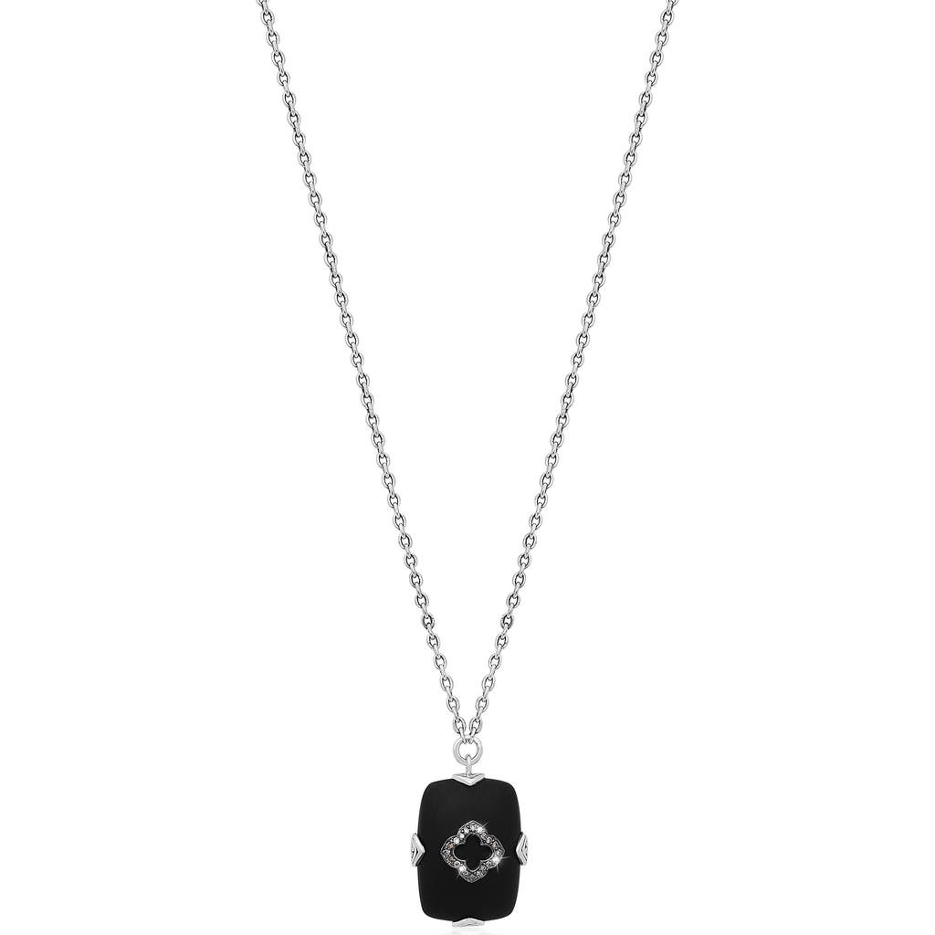 Lois Hill Sterling Silver Matte Black Onyx & Brown Diamond Pendant Necklace