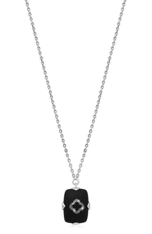 Shop Lois Hill Sterling Silver Matte Black Onyx & Brown Diamond Pendant Necklace In Charcoal Black/silver
