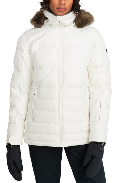 Quinn Durable Water Repellent Snow Jacket with Faux Fur Hood in Egret