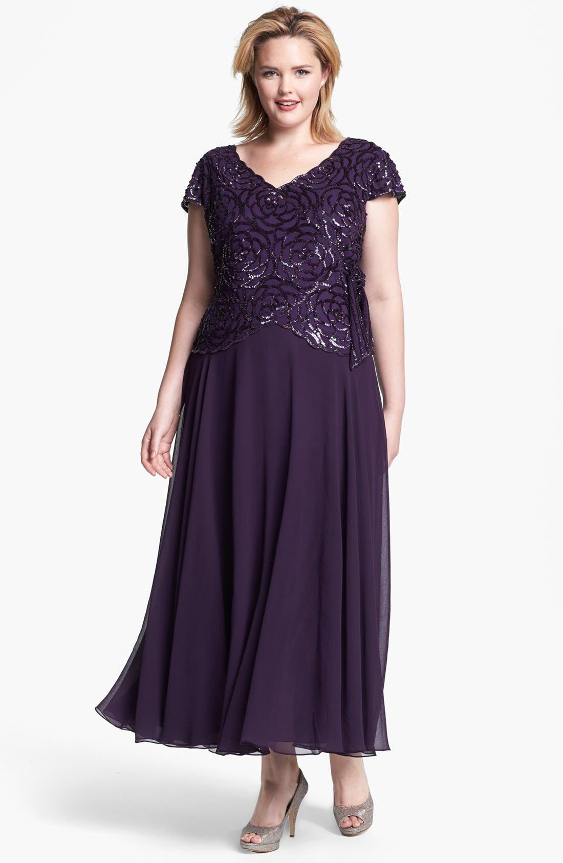 J Kara Embellished Mock Two Piece Gown | Nordstrom