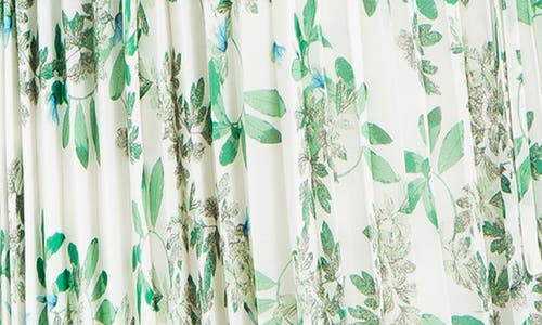 Shop Max Studio V-neck Sleeveless Tie Waist Shift Dress In Cream/green Floral