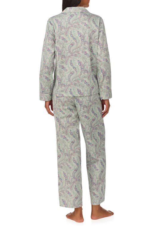 Shop Lauren Ralph Lauren <br />paisley Long Sleeve Cotton Blend Pajamas<br /> In Sage Print