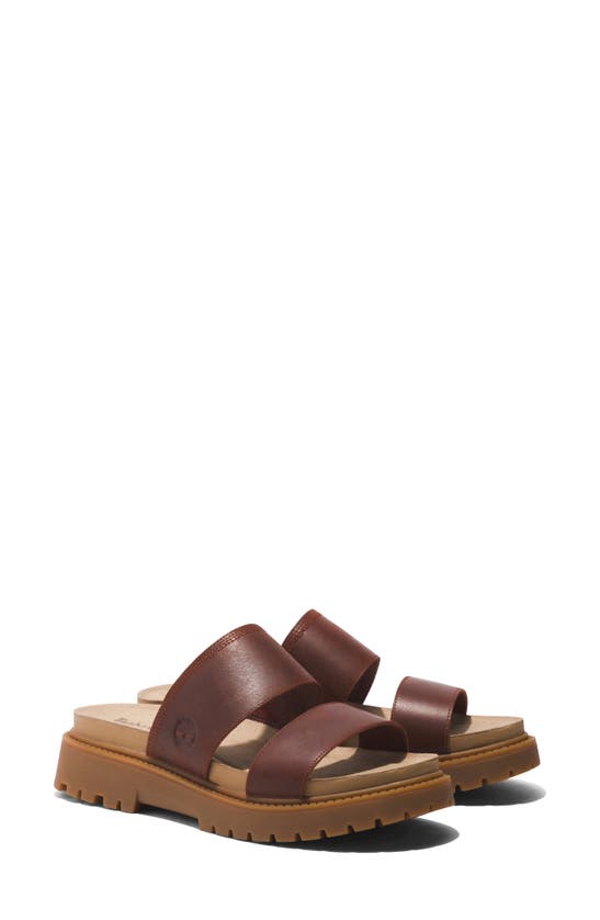 Timberland Clairemont Way Womens Leather Sliders In Dark Red Full Grain