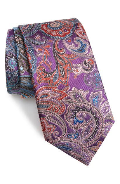 Ermenegildo Zegna Quindici Paisley Silk Tie In Purple