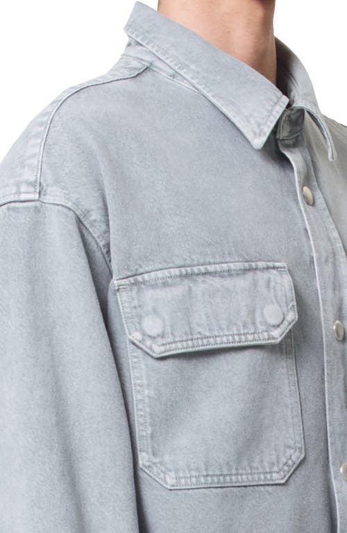 Shop Agolde Organic Cotton Denim Snap Front Shirt Jacket In Concrete