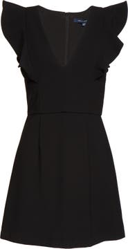 Whisper Ruffle V Neck Dress Black