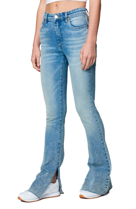 Shop Blanknyc Hoyt Raw Hem Mini Bootcut Organic Cotton Jeans In Dance Floor