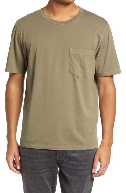 Billy Reid Washed Organic Cotton Pocket T-Shirt in Moss