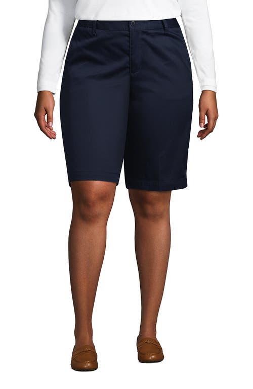 Shop Lands' End Plus Size Plain Front Blend Chino Shorts In Classic Navy