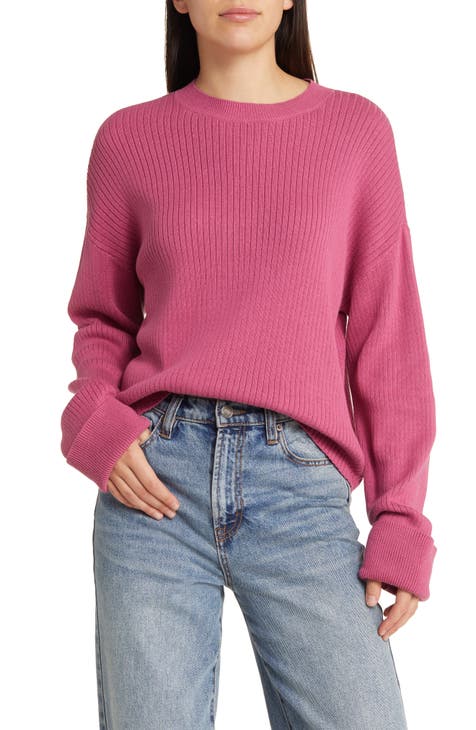 Cuff Sleeve Rib Cotton Sweater