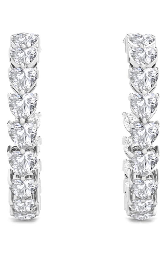 Shop Hautecarat Heart Lab Created Diamond Inside Out Hoop Earrings In 18k White Gold