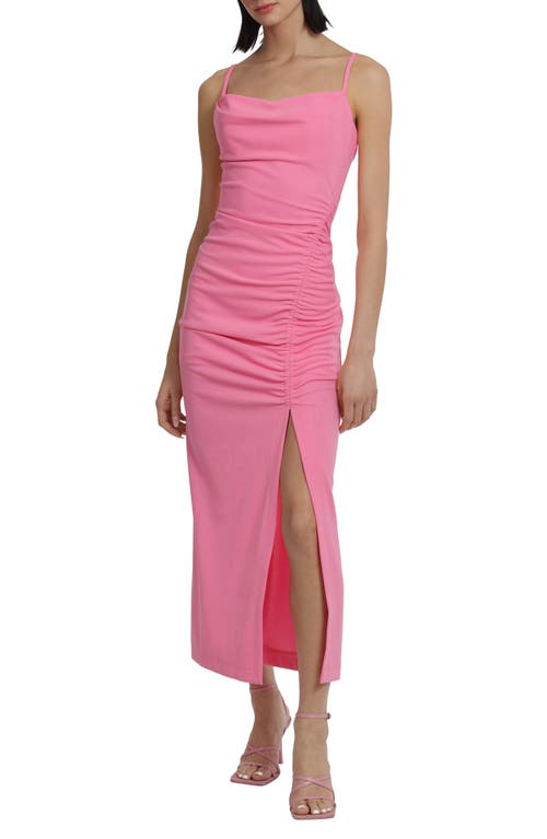 DONNA MORGAN FOR MAGGY Shirred Drape Neck Maxi Dress in Pink Cosmos