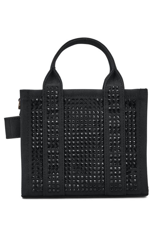 Shop Marc Jacobs The Mini Denim Tote In Black Crystal