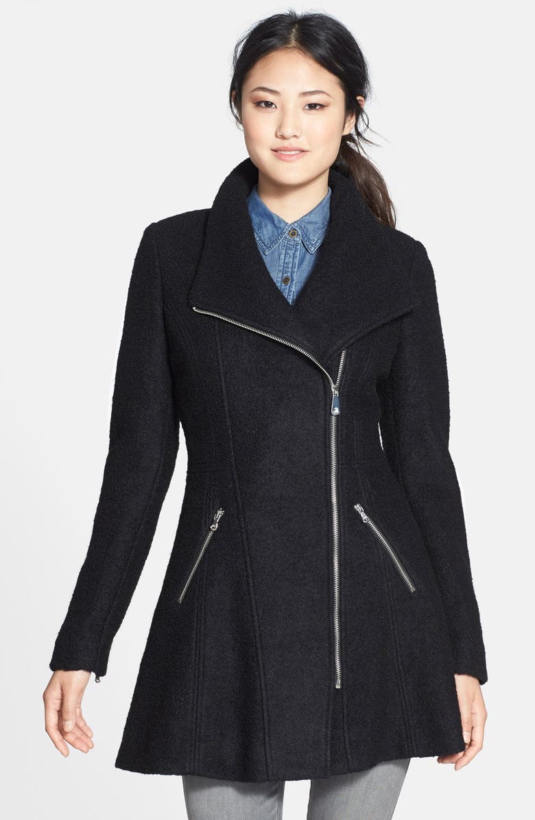 GUESS Asymmetrical Zip Bouclé Coat | Nordstrom