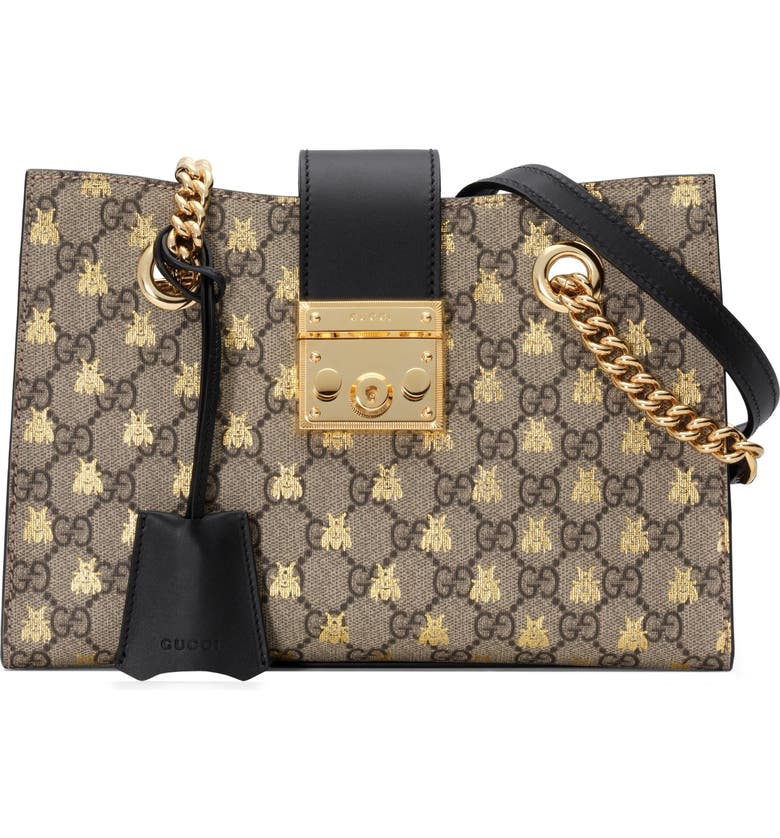 Gucci Small Padlock GG Supreme Bee Shoulder Bag | Nordstrom