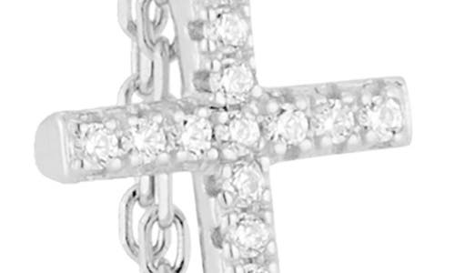 Shop Chloe & Madison Chloe And Madison Cz Cross Chain Drop Earrings In Silver
