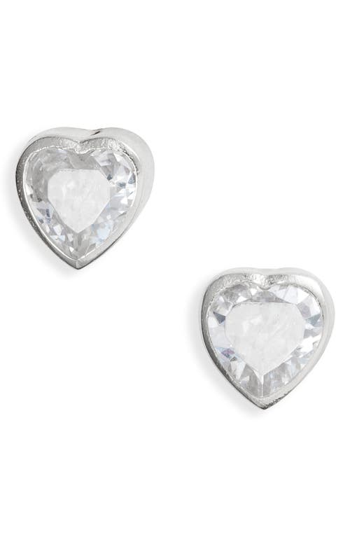 SHYMI Fancy Bezel Stud Earrings in Silver/White/heart at Nordstrom