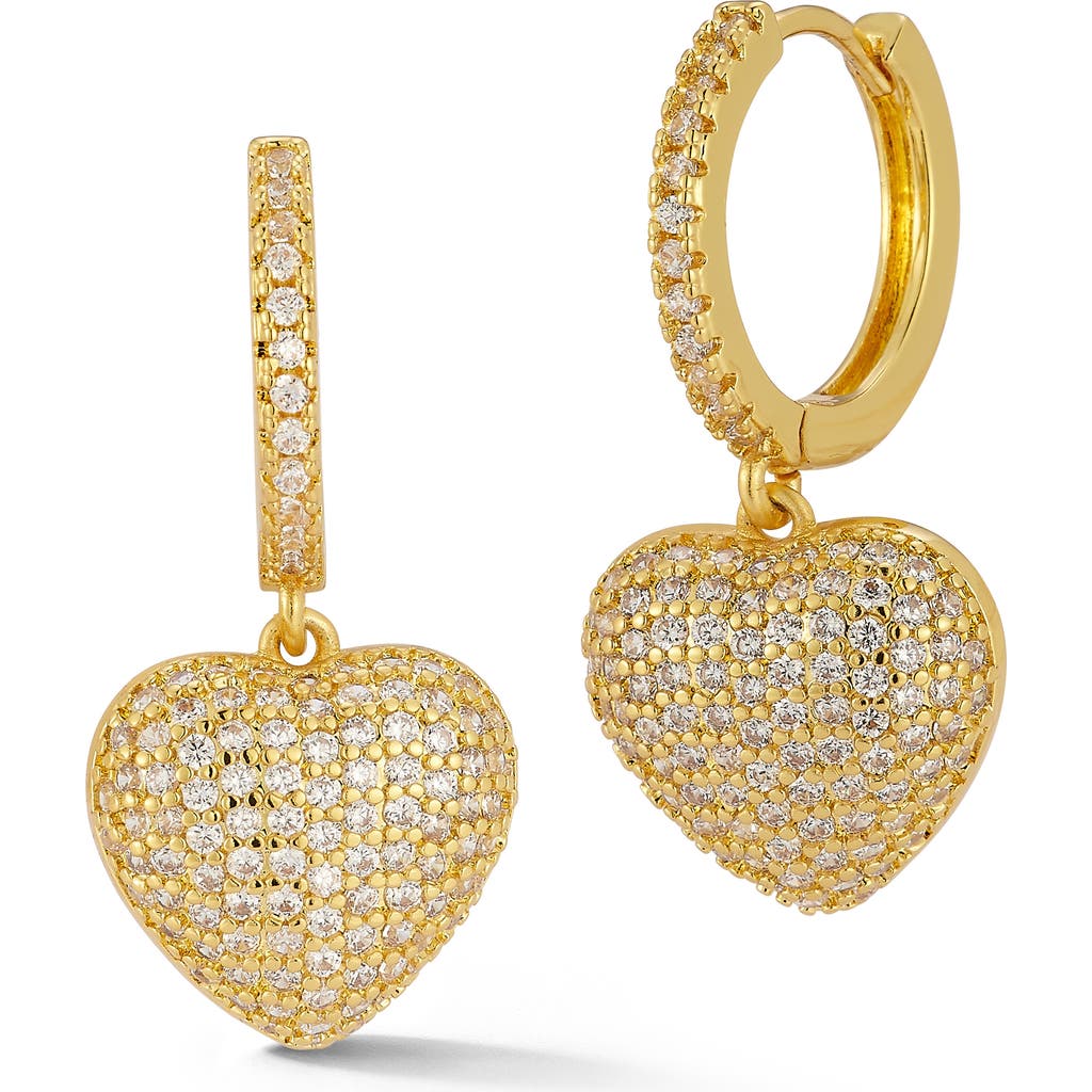 Sphera Milano Pavé Cubic Zirconia Drop Huggie Hoop Earrings In Gold