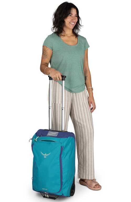 Shop Osprey Daylite 40l 22-inch Wheeled Carry-on Duffle Bag In Blue Spikemoss/alkaline