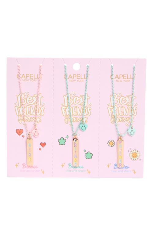 Shop Capelli New York Kids' 3-pack Besties Friendship Necklaces In Gold Multi