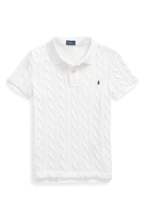 Shop Polo Ralph Lauren Cable Stitch Polo Sweater In White