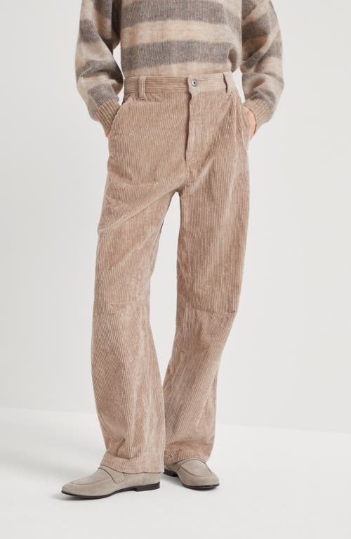 Shop Brunello Cucinelli Soft Curved Trousers In Brown