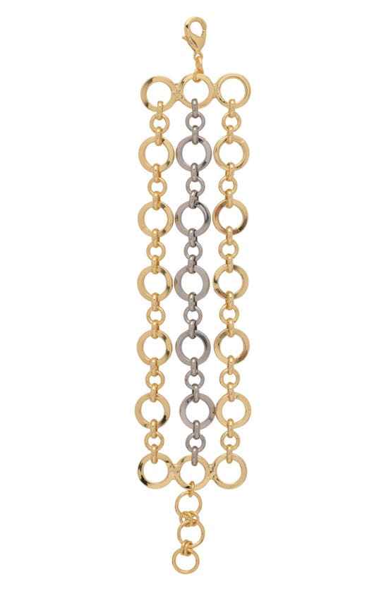 Sorrelli Rhodri Two-tone Triple Chain Bracelet In Gold